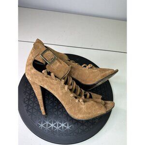 Elizabeth And James Gladiator Heel Women's 8.5B Brown Leather Cut Out Ultra High